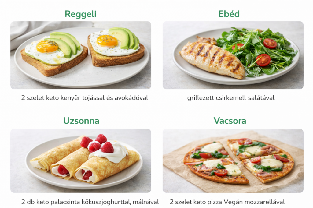 iNutrial keto termékcsalád: keto kenyér, pizza és palacsinta-gofri lisztkeverékek világos háttér előtt